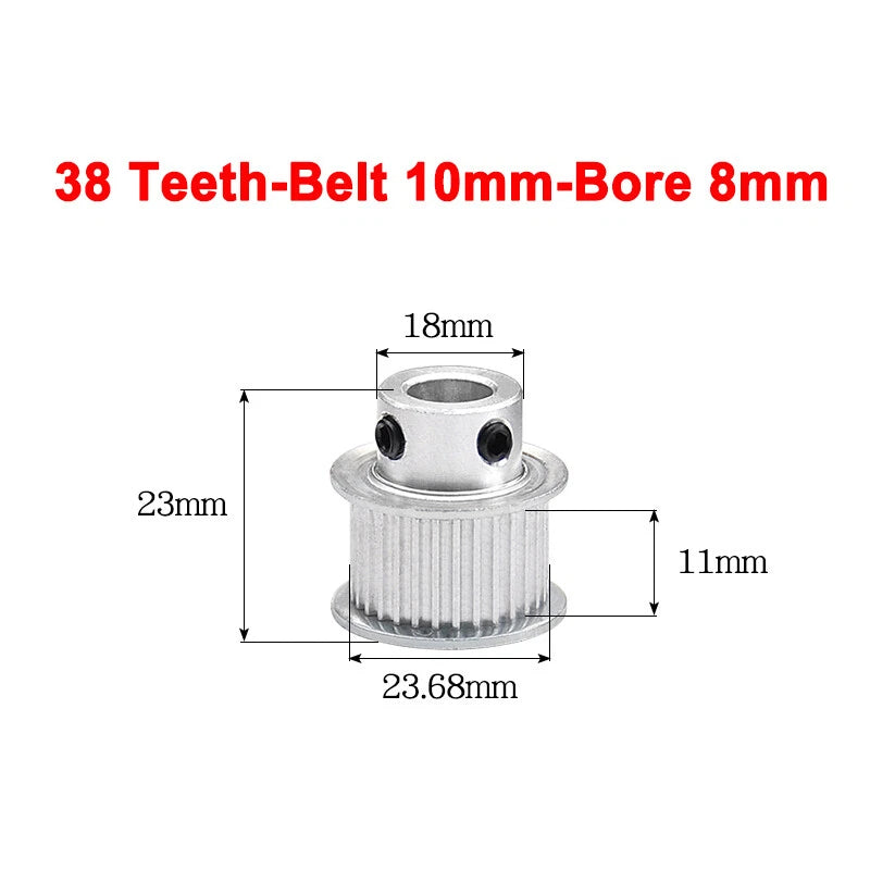 2GT Drive Pulley With Step 16 Tooth - 100 Tooth Bore 4mm - 25mm for 10mm Belt