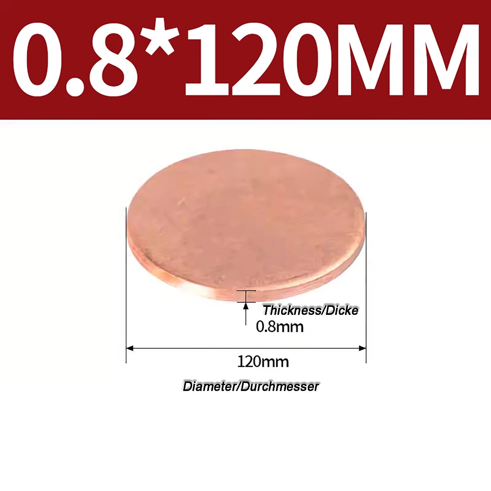 Solid Pure Copper Discs Blanks Round Plate Metal Sheet Thick 0.3~6mm Ø10mm~150mm