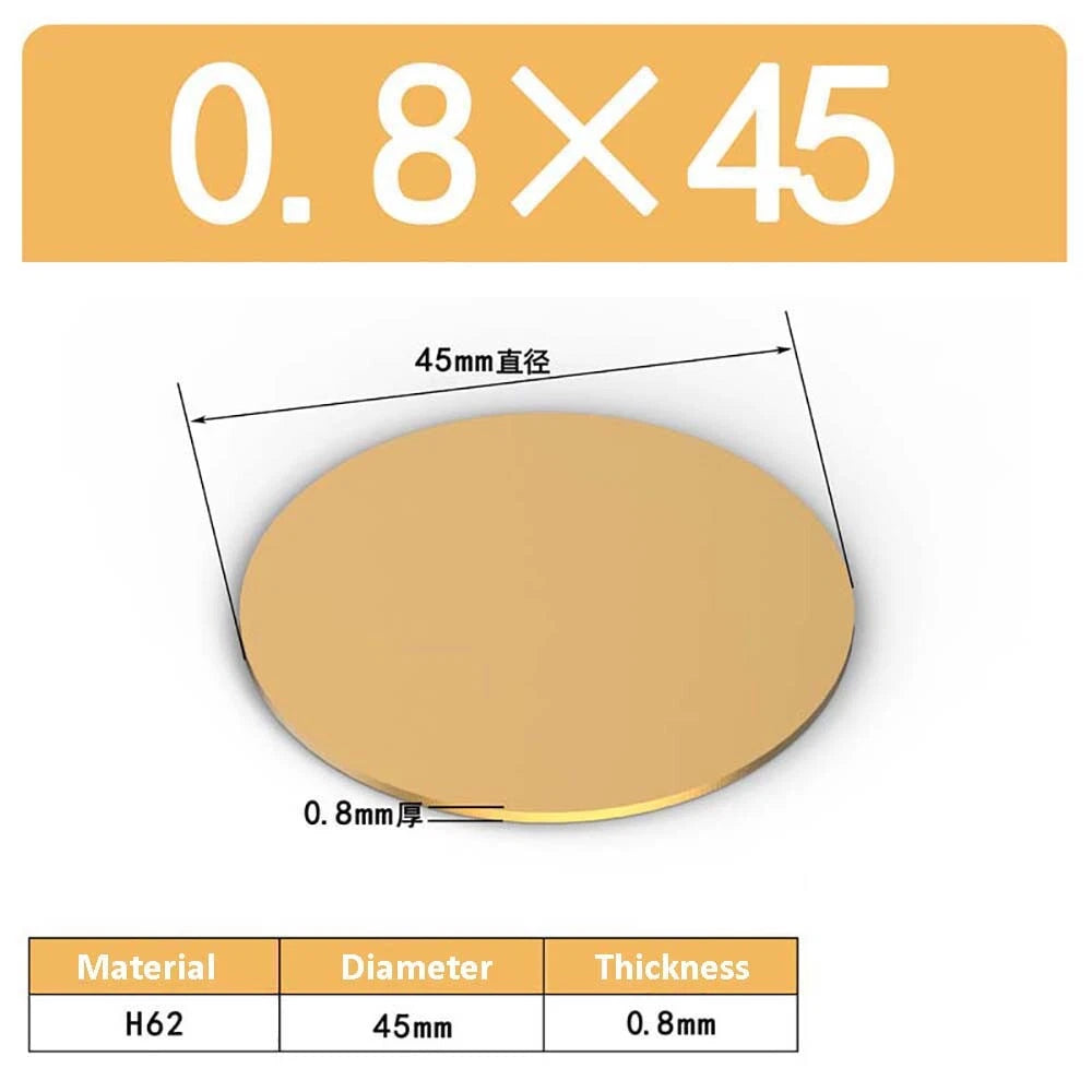 H62 Solids Brass Discs Blanks Metal Round Sheets OD 10mm-300mm Thick 0.3mm-4mm