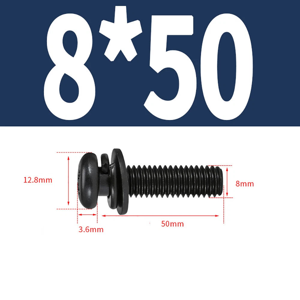 M5–M8 Phillips Pan Head Screws with Flat Washer – Nickel Plated or Black Zinc, Carbon Steel