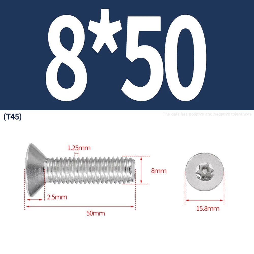 M3–M8 Pin Torx Countersunk Flat Head Machine Screws | A2 Stainless Steel - HomeDIYer