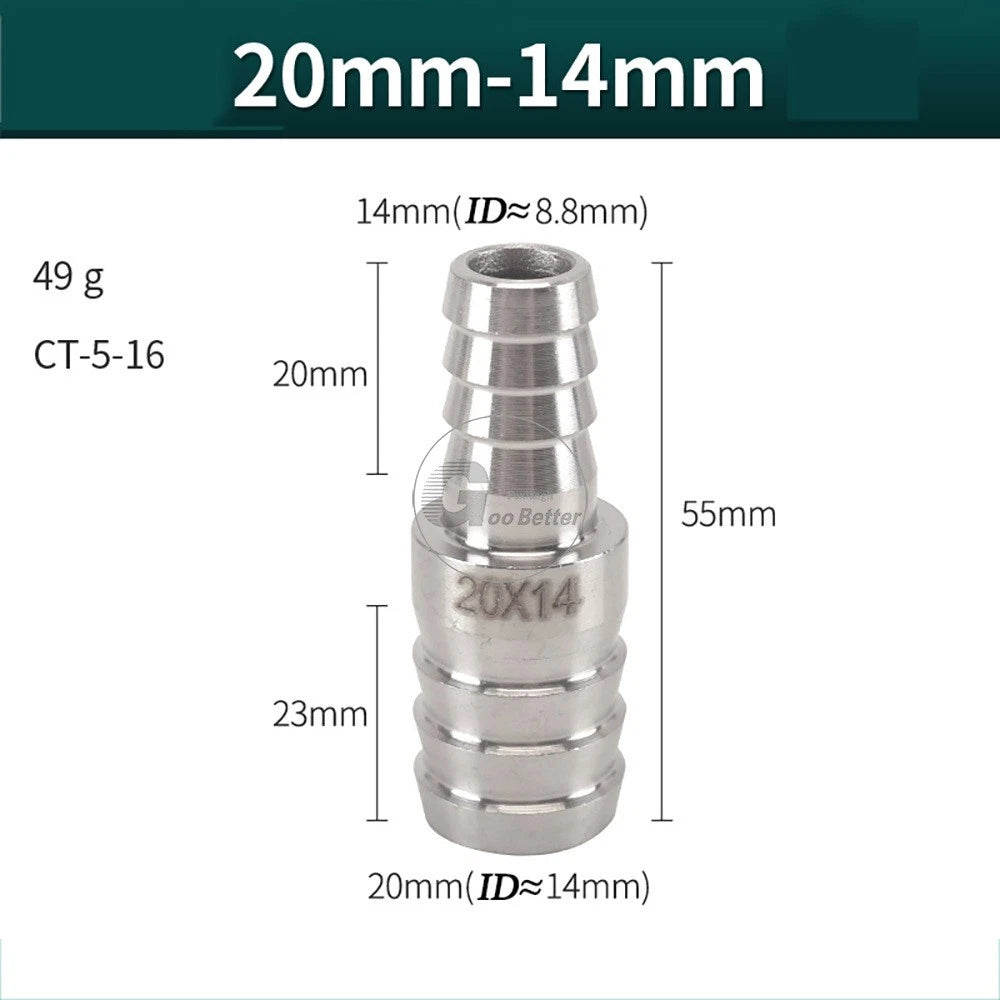 A2 Stainless Steel 8-41mm Barbed Hose Connector,Hosetail Pipe Air Water Oil Fuel