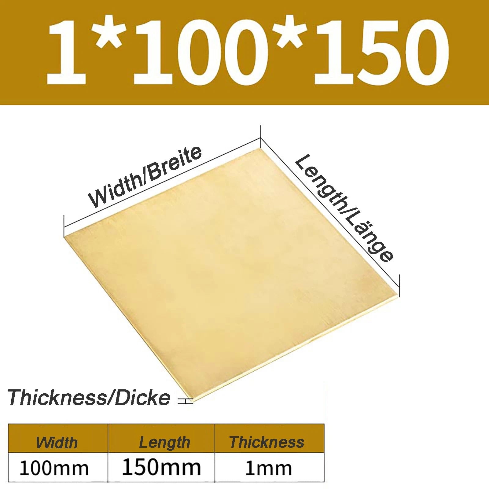 Natural Brass Sheet Metal guillotine cut - 0.3mm - 3.0mm - Multiple Sizes