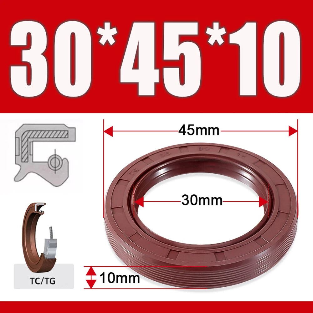 TC/TG Dual Lip FKM Oil Seal — Metric Rotary Shaft Sealing Ring, ID 25–50mm