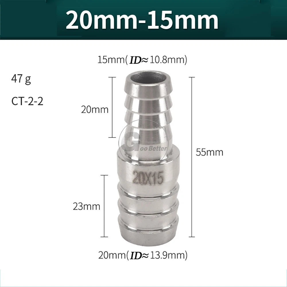 A2 Stainless Steel 8-41mm Barbed Hose Connector,Hosetail Pipe Air Water Oil Fuel