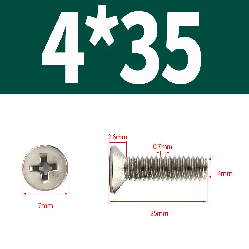 Phillips Machine Screws Countersunk Nickel Plated Steel DIN 965 Flat Head M1~M6