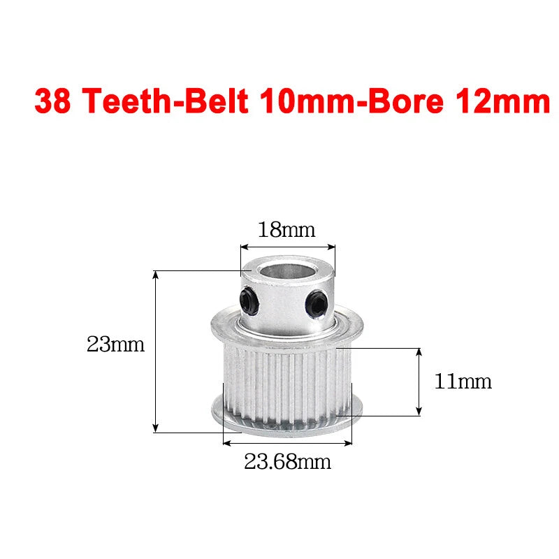 2GT Drive Pulley With Step 16 Tooth - 100 Tooth Bore 4mm - 25mm for 10mm Belt