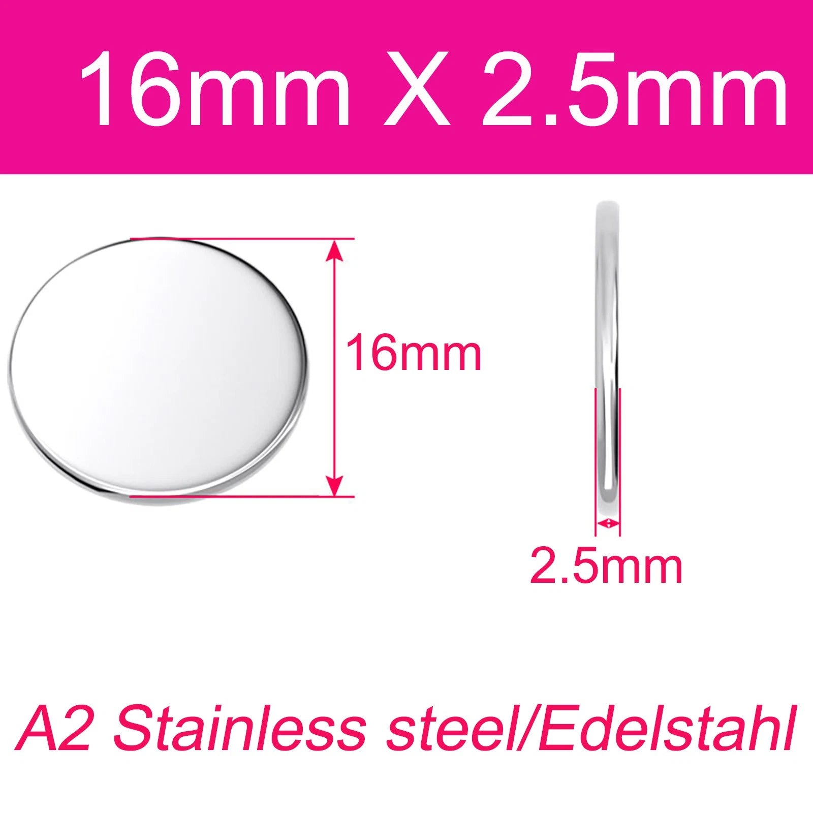 Round Plate A2 Stainless Steel Sheet Plate Thick 1/1.5/2/2.5/3/4/5mm Dia 6-80mm
