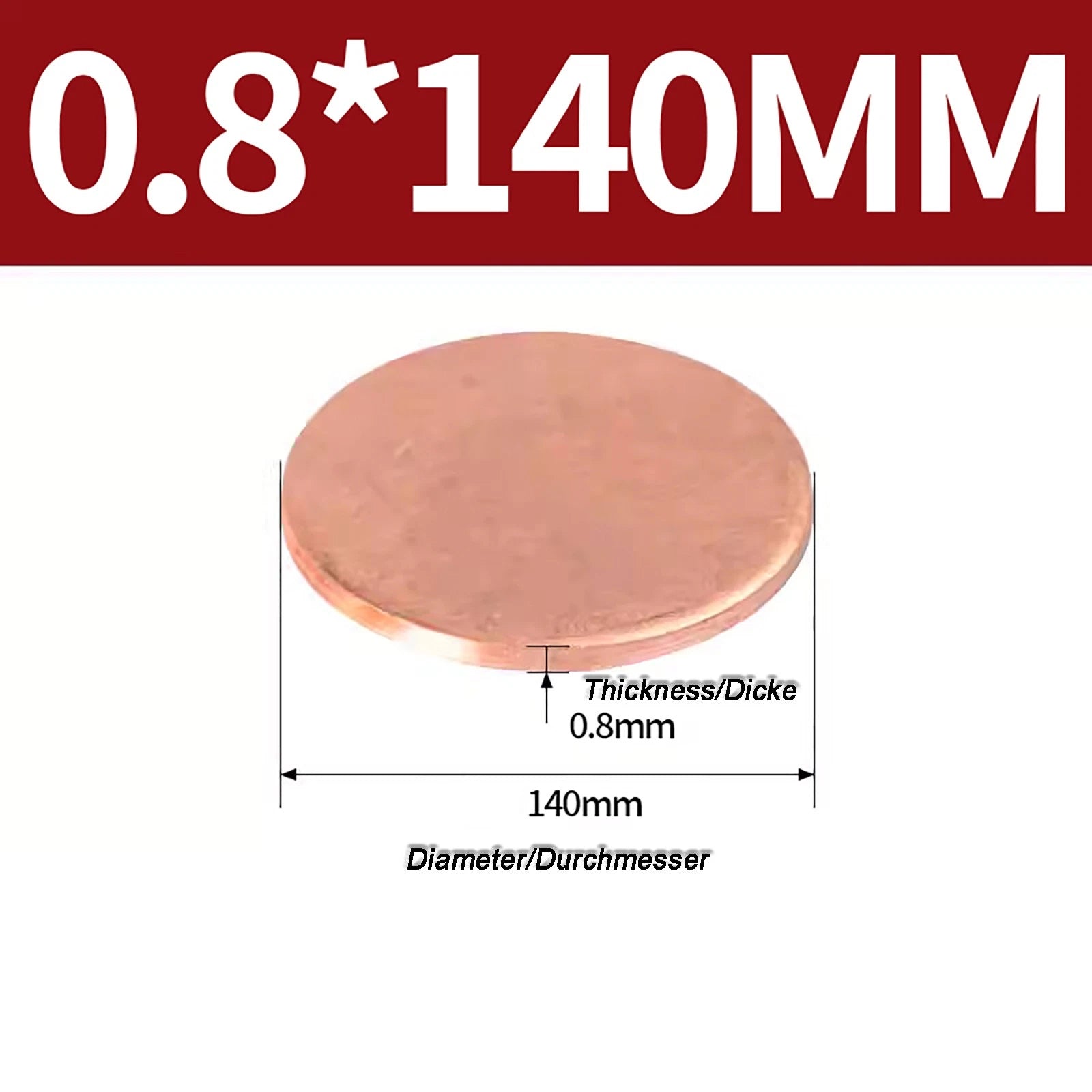 Solid Pure Copper Discs Blanks Round Plate Metal Sheet Thick 0.3~6mm Ø10mm~150mm