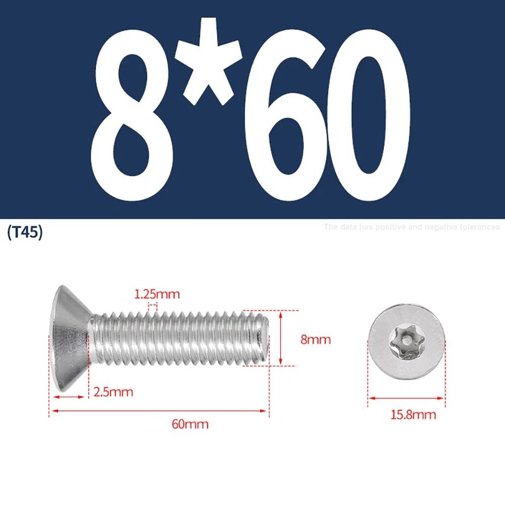 M3–M8 Pin Torx Countersunk Flat Head Machine Screws | A2 Stainless Steel - HomeDIYer