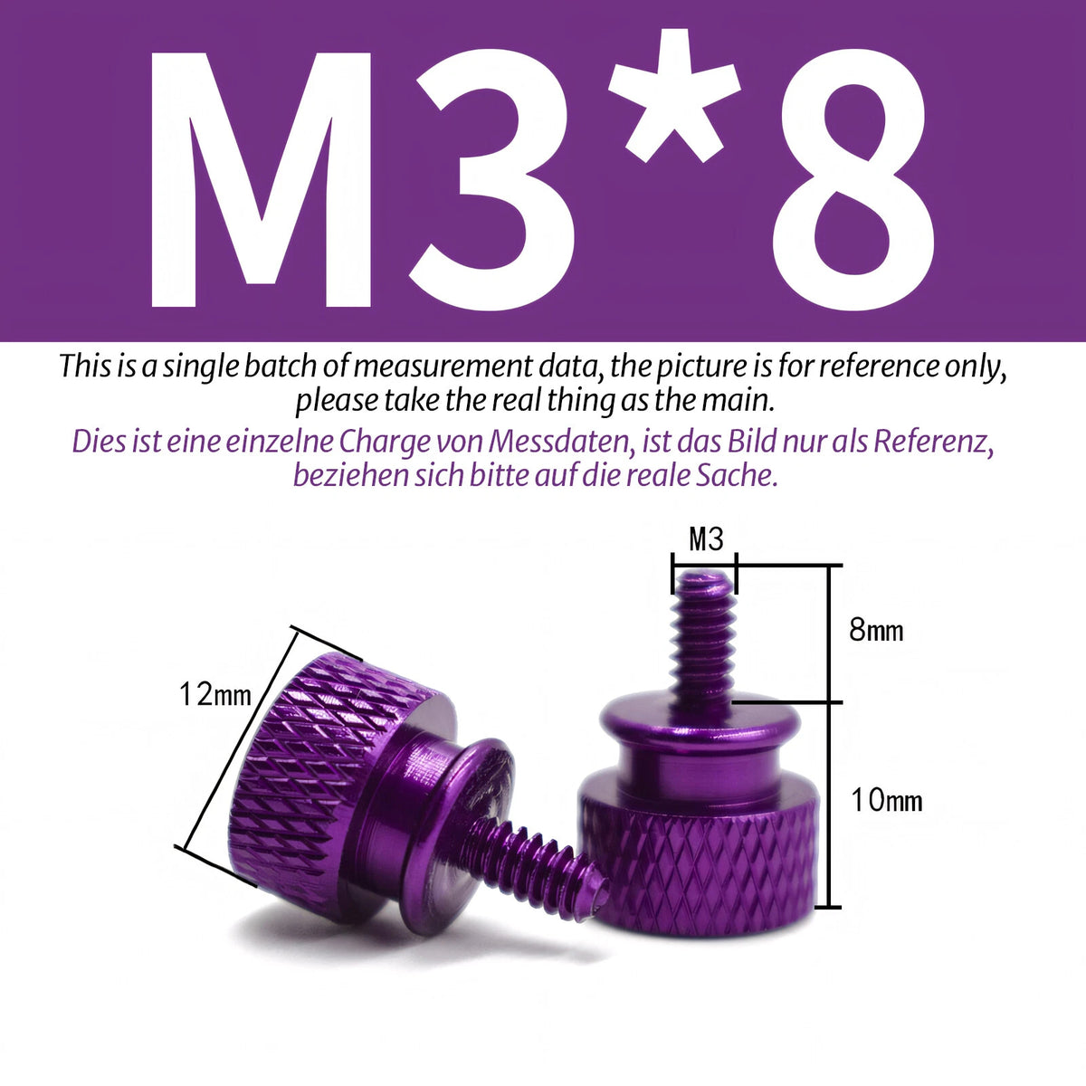 M3 Knurled Thumb Screws – Colorful Aluminum Alloy Hand-Tighten Grip Bolts