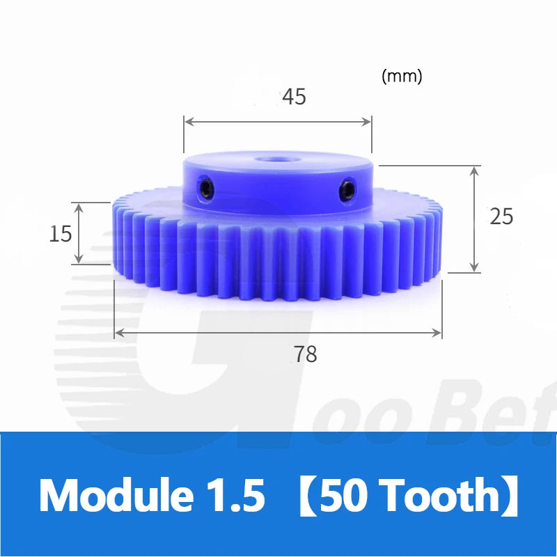 Mod 1/1.5/2 Precision Spur Gear Pinion 15-120 Tooth with Step Bore 4-16mm Nylon