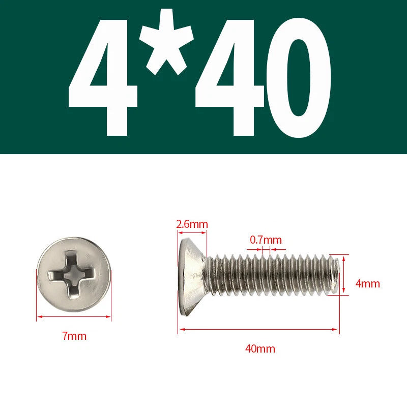 Phillips Machine Screws Countersunk Nickel Plated Steel DIN 965 Flat Head M1~M6