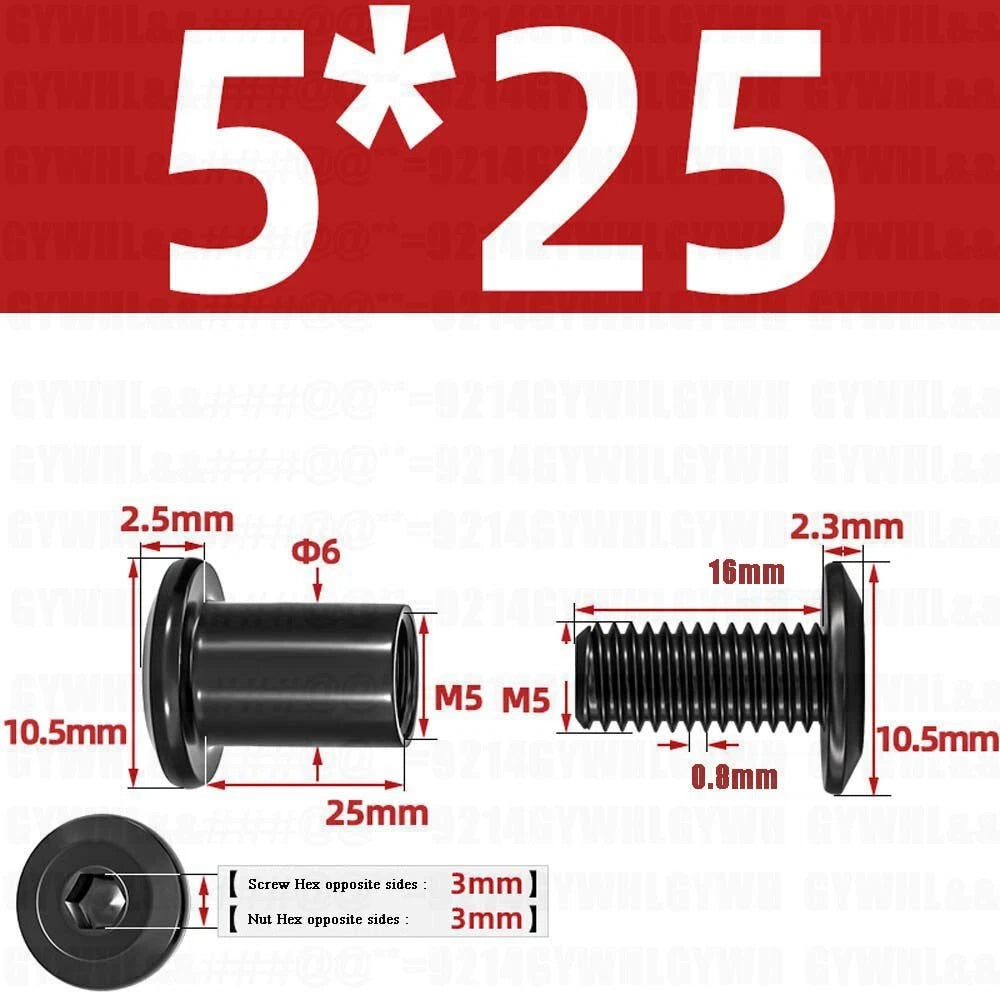 Metric Furniture Connector Bolts with End Cap Nuts — Stainless Steel M2 to M10