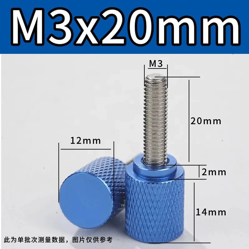 M3 Knurled Thumb Screws – Colored Anodized Aluminum, 6mm to 100mm, 10 Colors - HomeDIYer