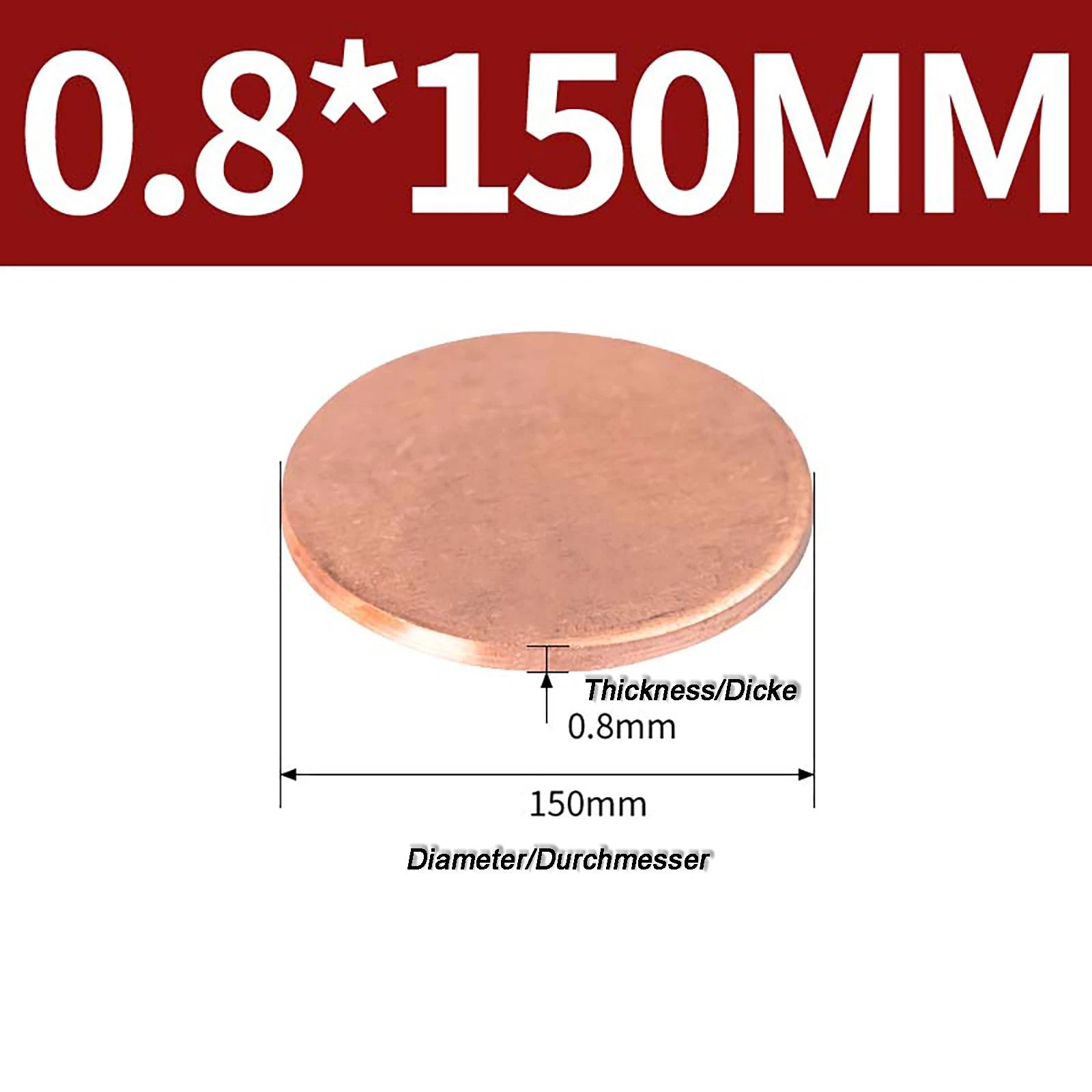 Solid Pure Copper Discs Blanks Round Plate Metal Sheet Thick 0.3~6mm Ø10mm~150mm