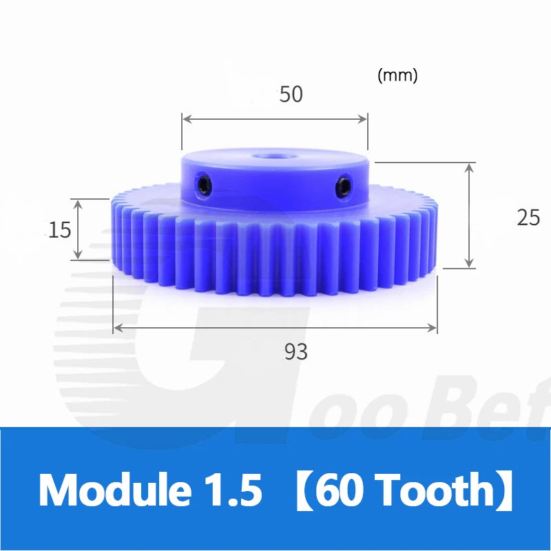Mod 1/1.5/2 Precision Spur Gear Pinion 15-120 Tooth with Step Bore 4-16mm Nylon