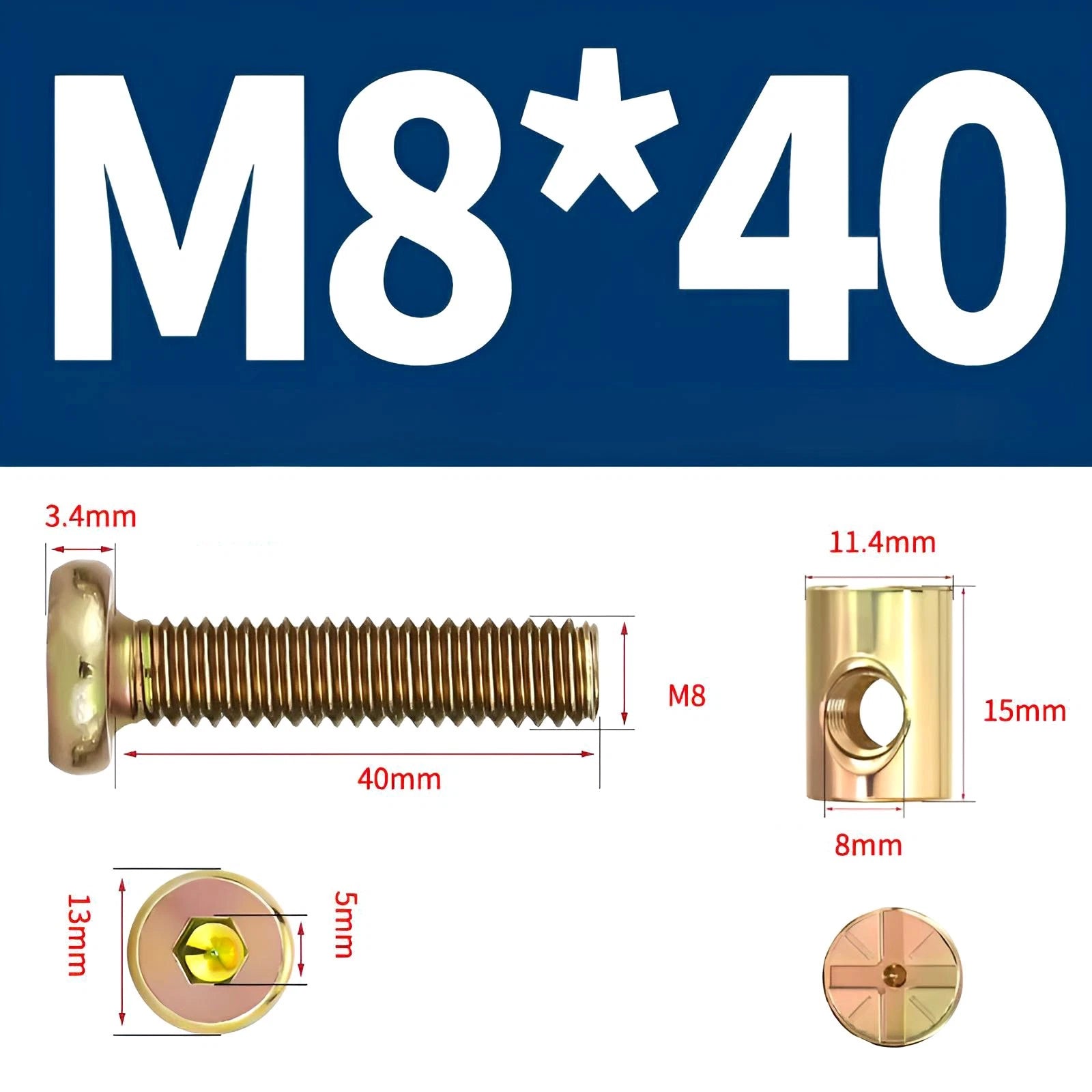 M6 M8 Galvanised Furniture Connecting Bolts with Barrel Nuts | Slotted & Phillips | 8mm–120mm