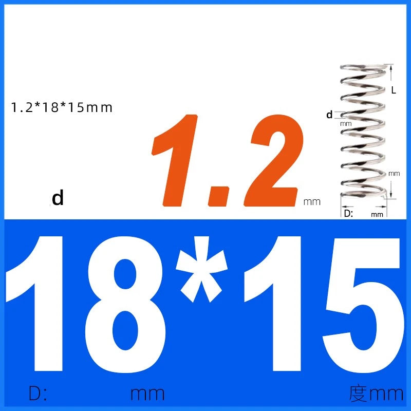 Compression Spring 1.2mm Wire Dia 14mm - 20mm OD Small Pressure Springs