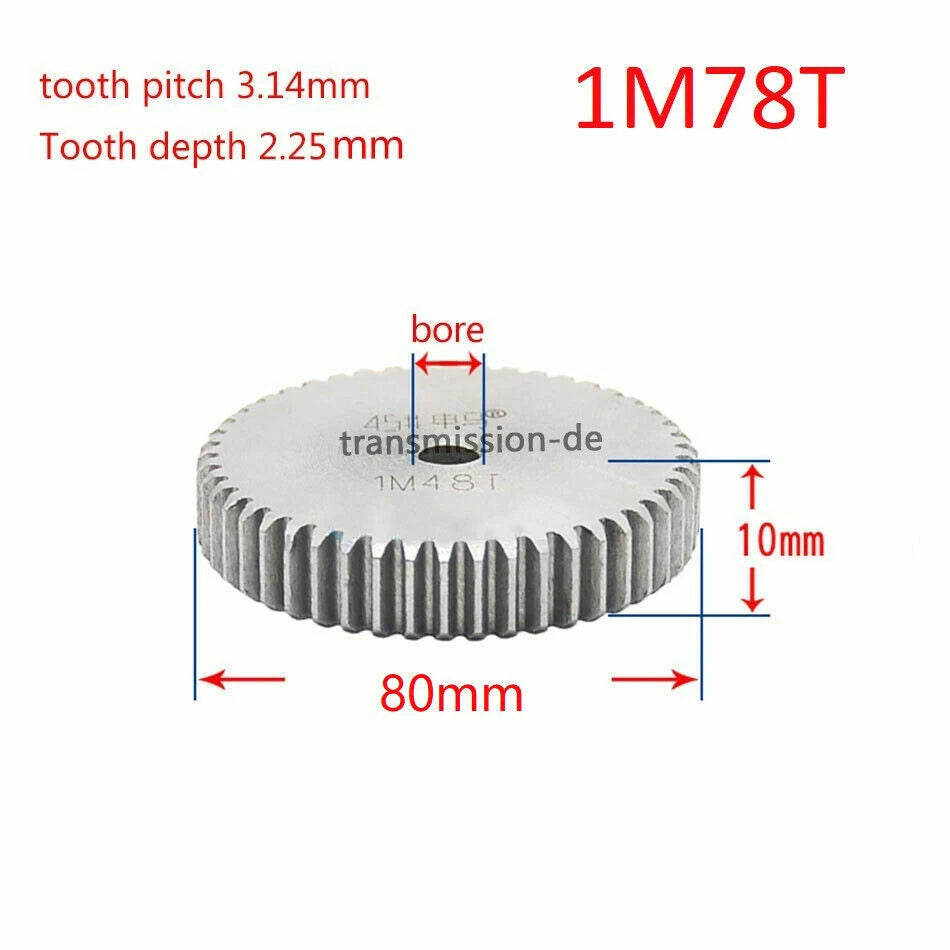 1/1.5 Mod 12T-150T Spur Gear 45# Steel Pinion Gear Thickness 1M-10mm 1.5M-15mm