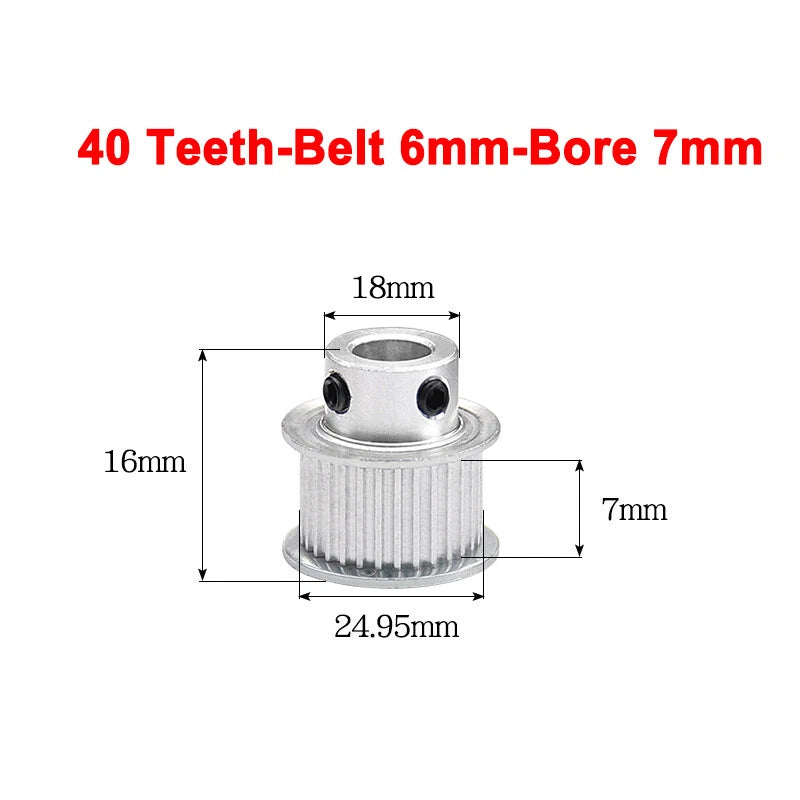 2GT Drive Pulley With Step 16 Tooth - 100 Tooth Bore 4mm - 25mm for 6mm Belt