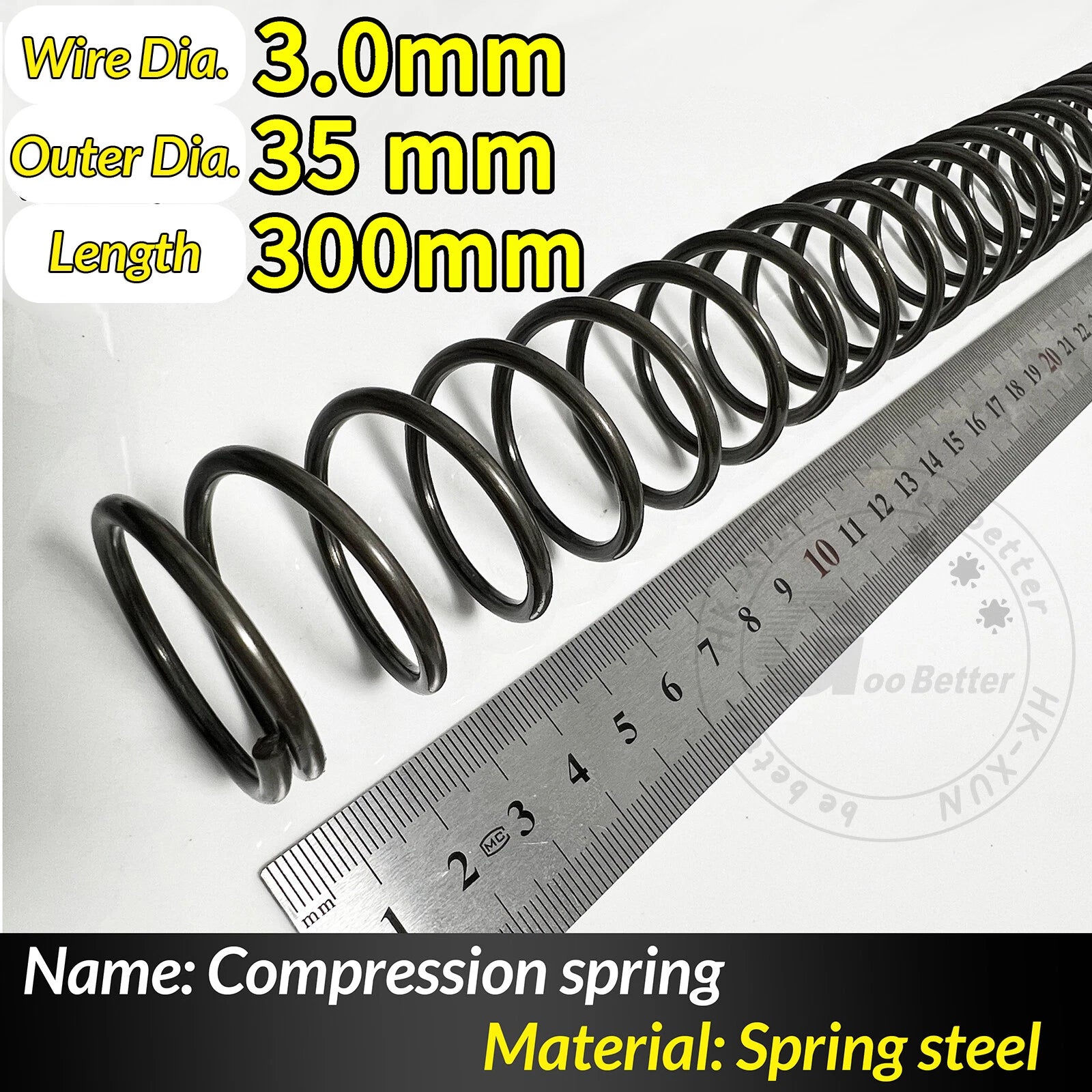 Compression Spring Pressure Springs, Wire Dia 2-3.5mm, OD 10-60mm, Length 300mm