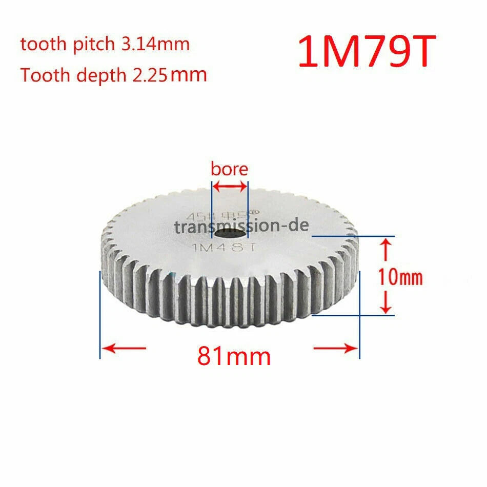 1/1.5 Mod 12T-150T Spur Gear 45# Steel Pinion Gear Thickness 1M-10mm 1.5M-15mm