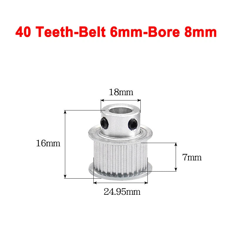 2GT Drive Pulley With Step 16 Tooth - 100 Tooth Bore 4mm - 25mm for 6mm Belt