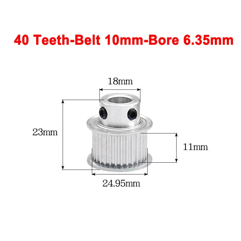2GT Drive Pulley With Step 16 Tooth - 100 Tooth Bore 4mm - 25mm for 10mm Belt