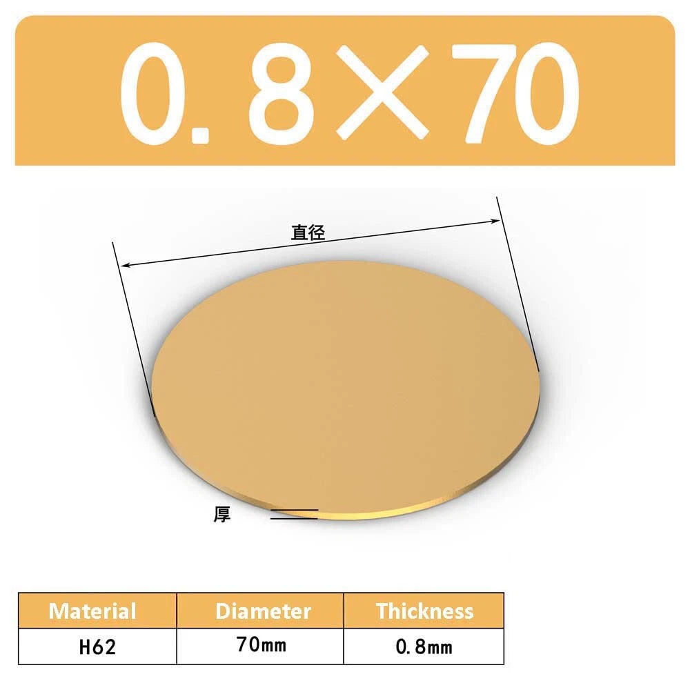 H62 Solids Brass Discs Blanks Metal Round Sheets OD 10mm-300mm Thick 0.3mm-4mm