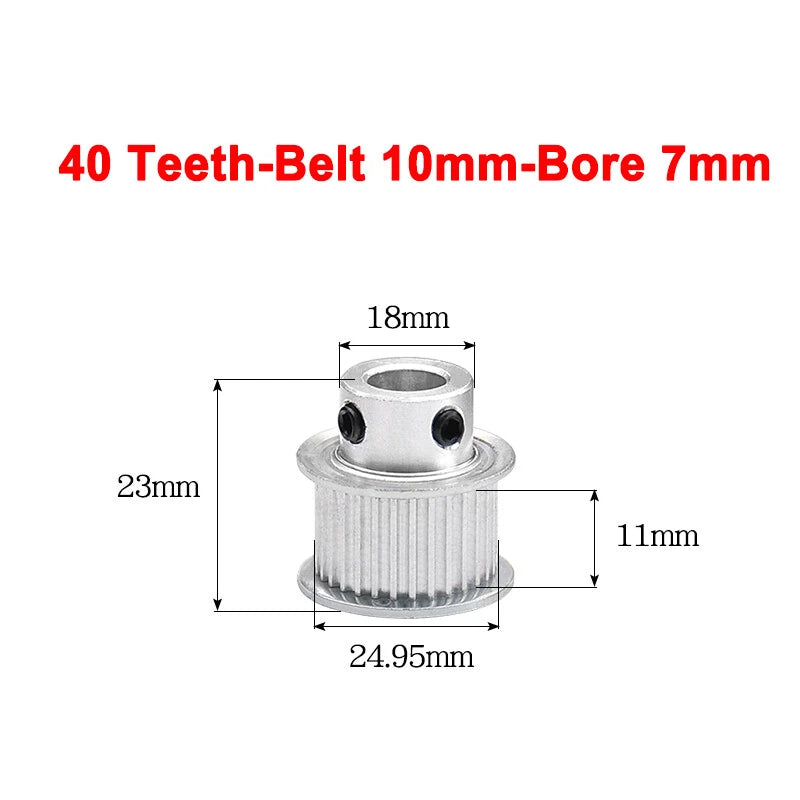 2GT Drive Pulley With Step 16 Tooth - 100 Tooth Bore 4mm - 25mm for 10mm Belt