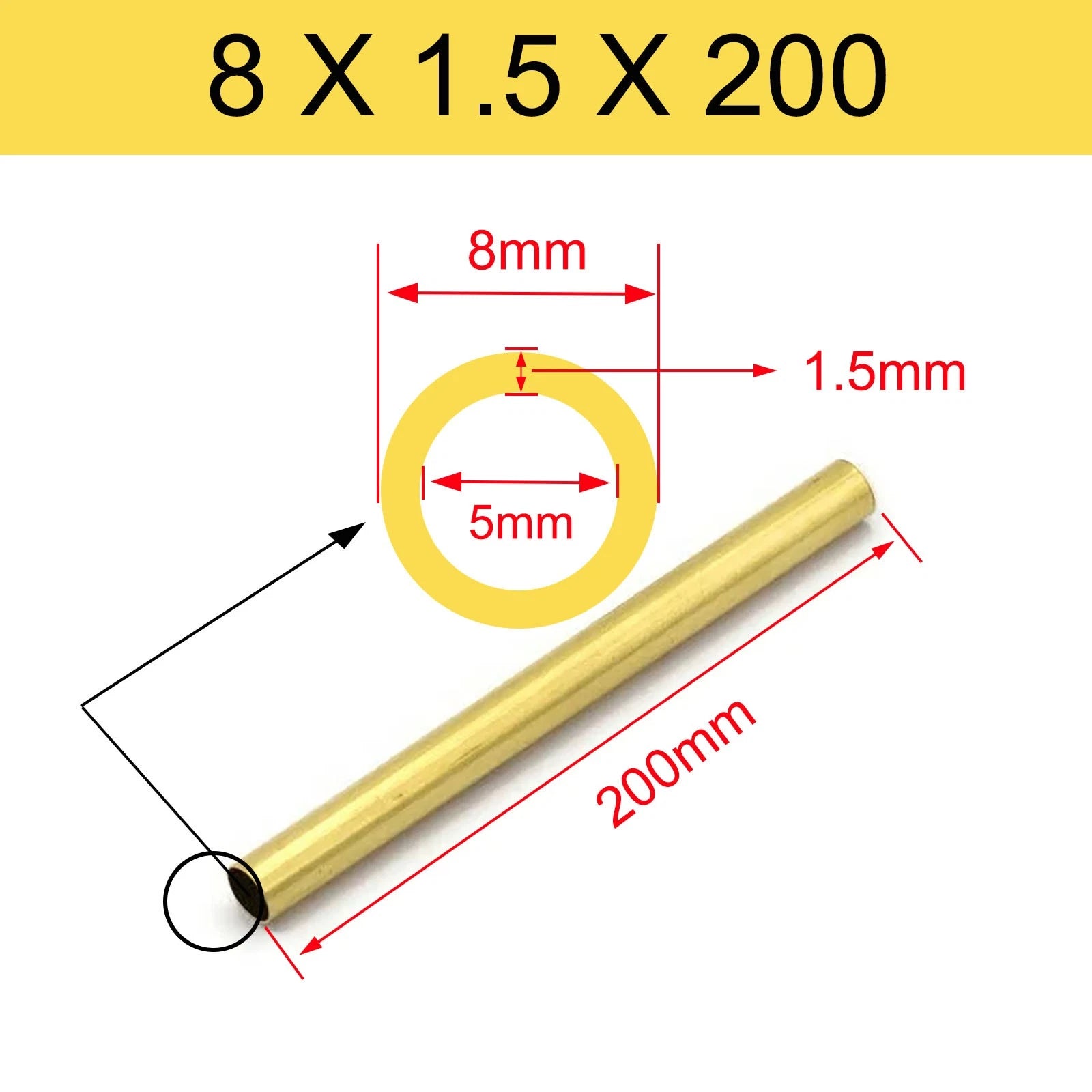 Brass Tubes ROUND PIPE Cu 62% OD 2mm 3mm 4mm 5mm 6mm 7mm 8mm 9mm 10mm To 90mm
