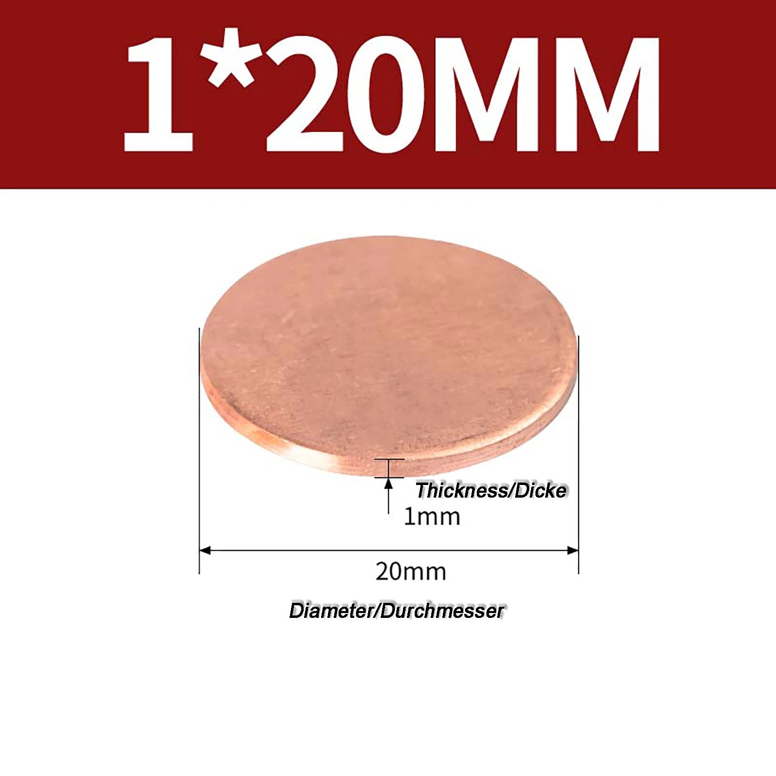 Solid Pure Copper Discs Blanks Round Plate Metal Sheet Thick 0.3~6mm Ø10mm~150mm