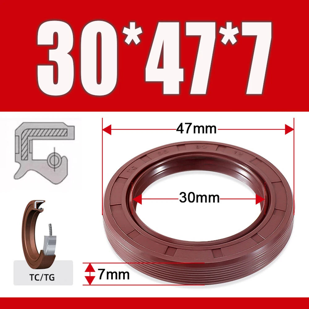 TC/TG Dual Lip FKM Oil Seal — Metric Rotary Shaft Sealing Ring, ID 25–50mm