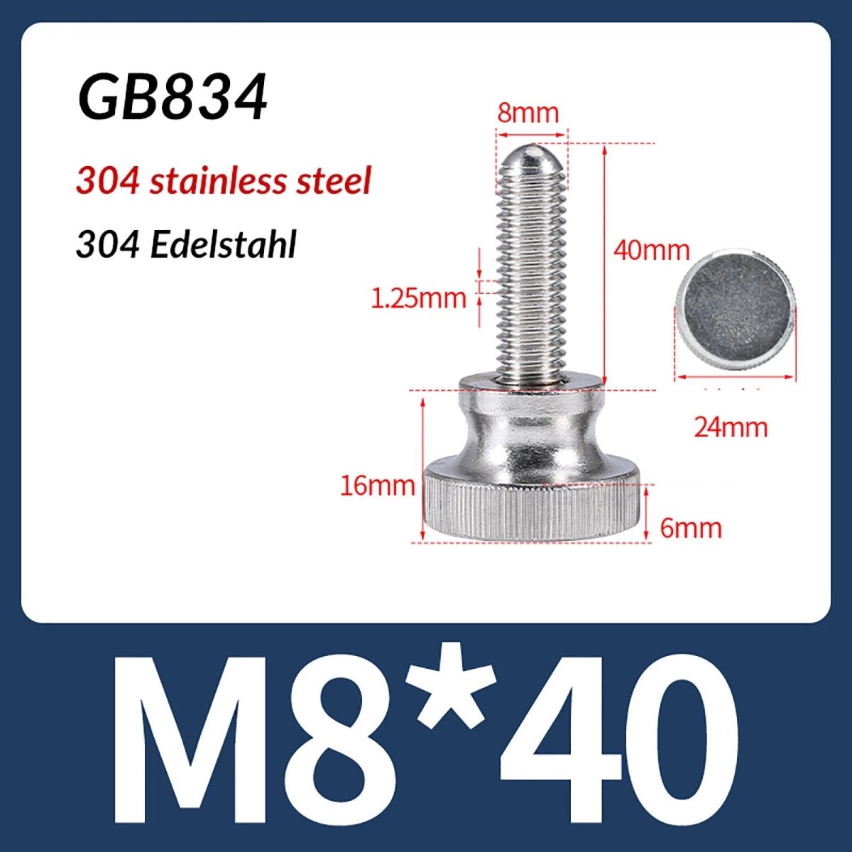 A2 Stainless Steel Knurled Thumb Screws – M2 to M10, Hand Turn Knob Bolts, 4 - 60mm Lengths - HomeDIYer