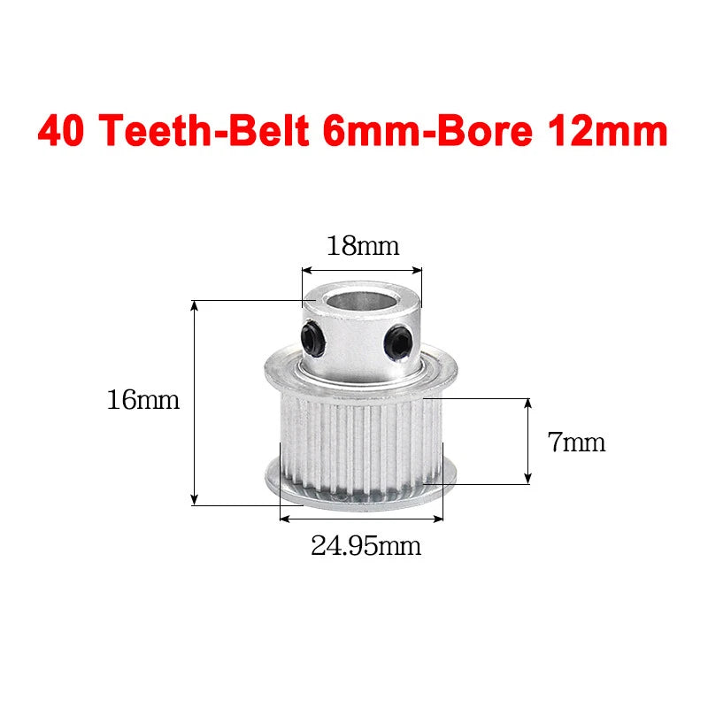 2GT Drive Pulley With Step 16 Tooth - 100 Tooth Bore 4mm - 25mm for 6mm Belt
