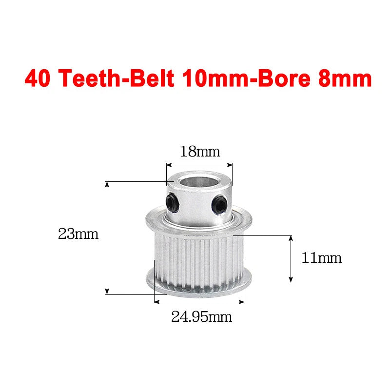 2GT Drive Pulley With Step 16 Tooth - 100 Tooth Bore 4mm - 25mm for 10mm Belt
