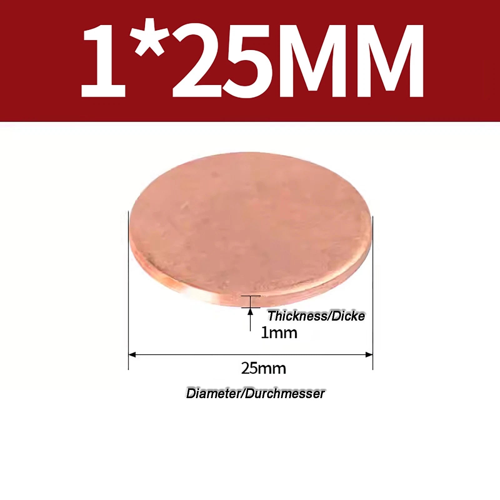 Solid Pure Copper Discs Blanks Round Plate Metal Sheet Thick 0.3~6mm Ø10mm~150mm