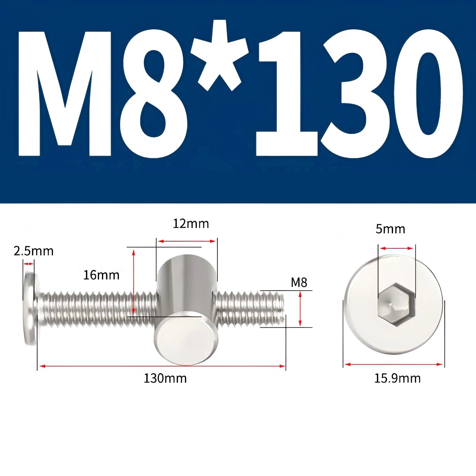 M4 M5 M6 M8 304 Stainless Steel Furniture Connecting Bolts with Barrel Nuts