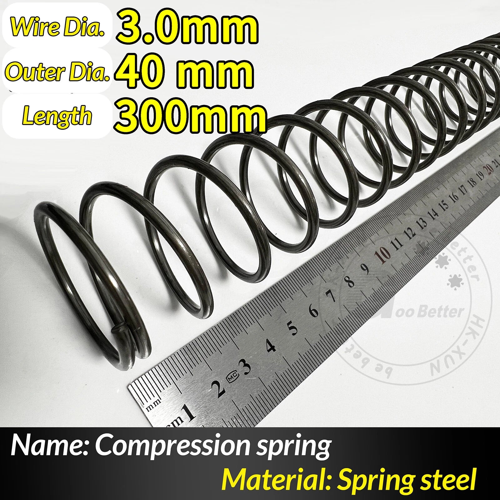 Compression Spring Pressure Springs, Wire Dia 2-3.5mm, OD 10-60mm, Length 300mm