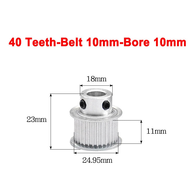2GT Drive Pulley With Step 16 Tooth - 100 Tooth Bore 4mm - 25mm for 10mm Belt