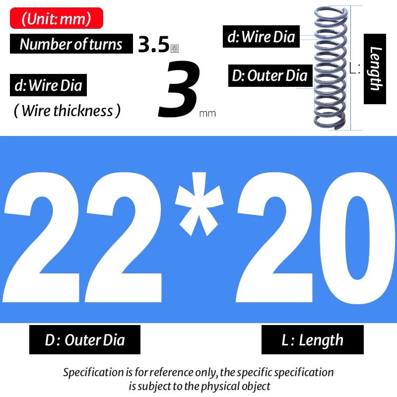 Compression Spring Pressure Big, Wire Dia 3.0mm Diameter 16-40mm Length 20-200mm