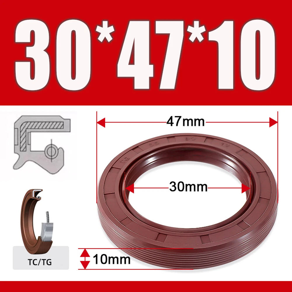 TC/TG Dual Lip FKM Oil Seal — Metric Rotary Shaft Sealing Ring, ID 25–50mm