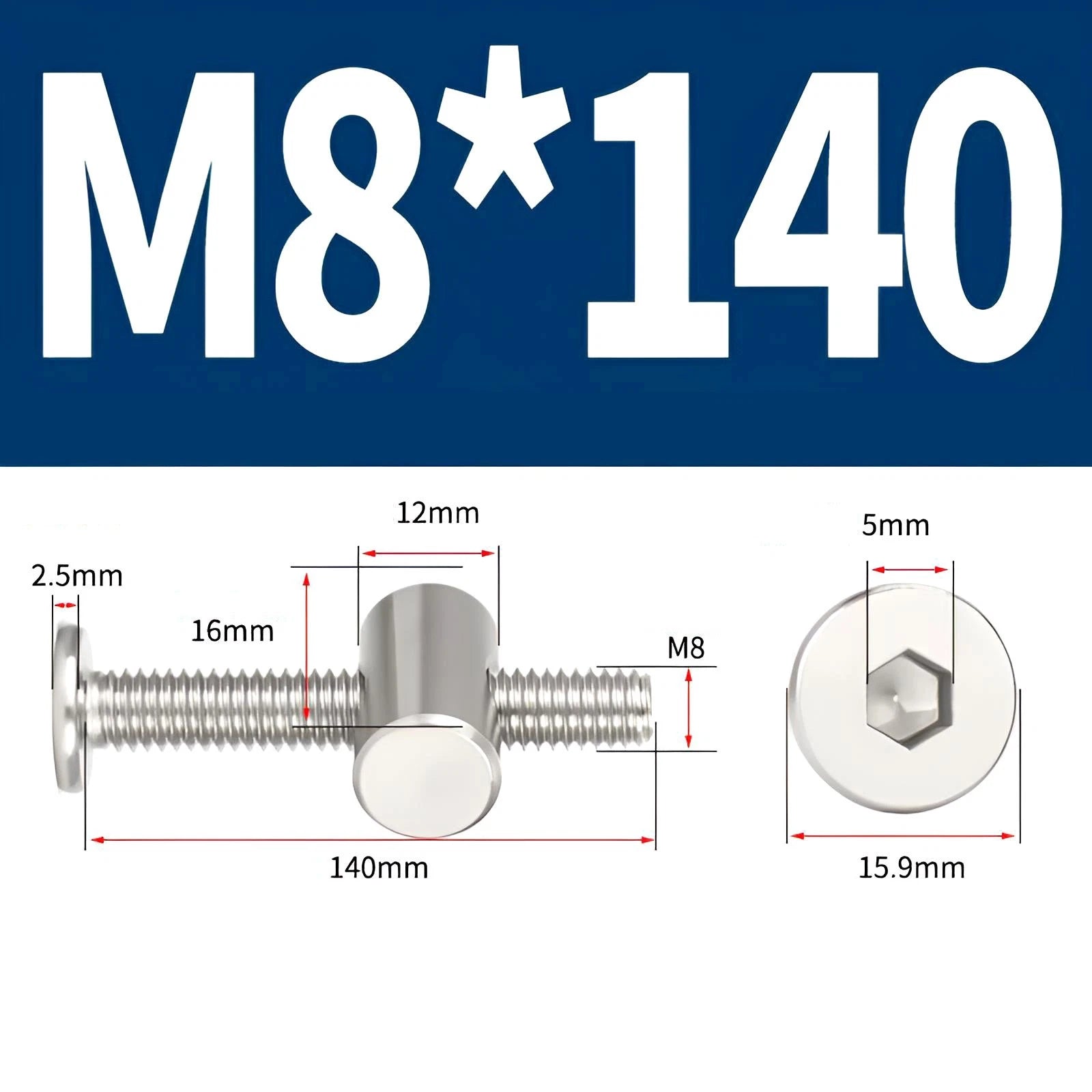 M4 M5 M6 M8 304 Stainless Steel Furniture Connecting Bolts with Barrel Nuts