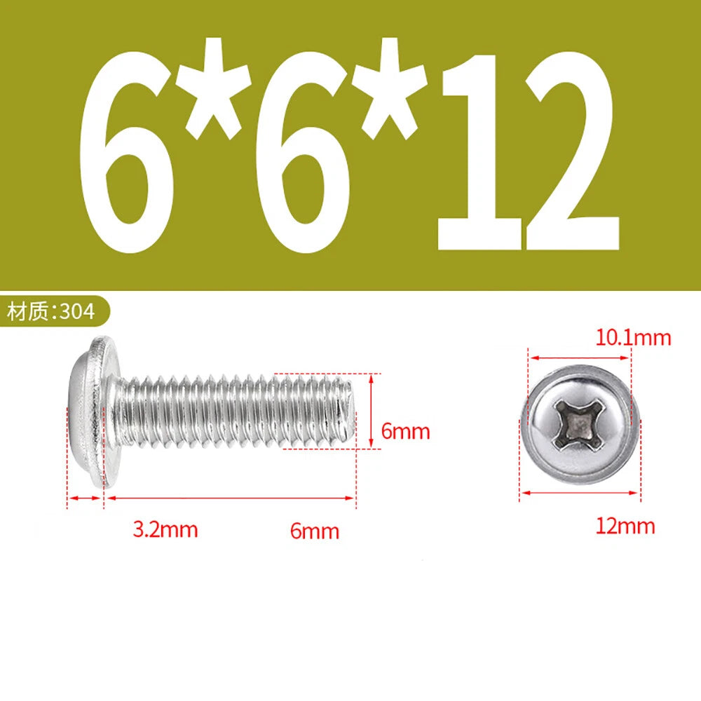 Phillips Flanged Button Head Screws M1.4–M6 | 304 Stainless Steel
