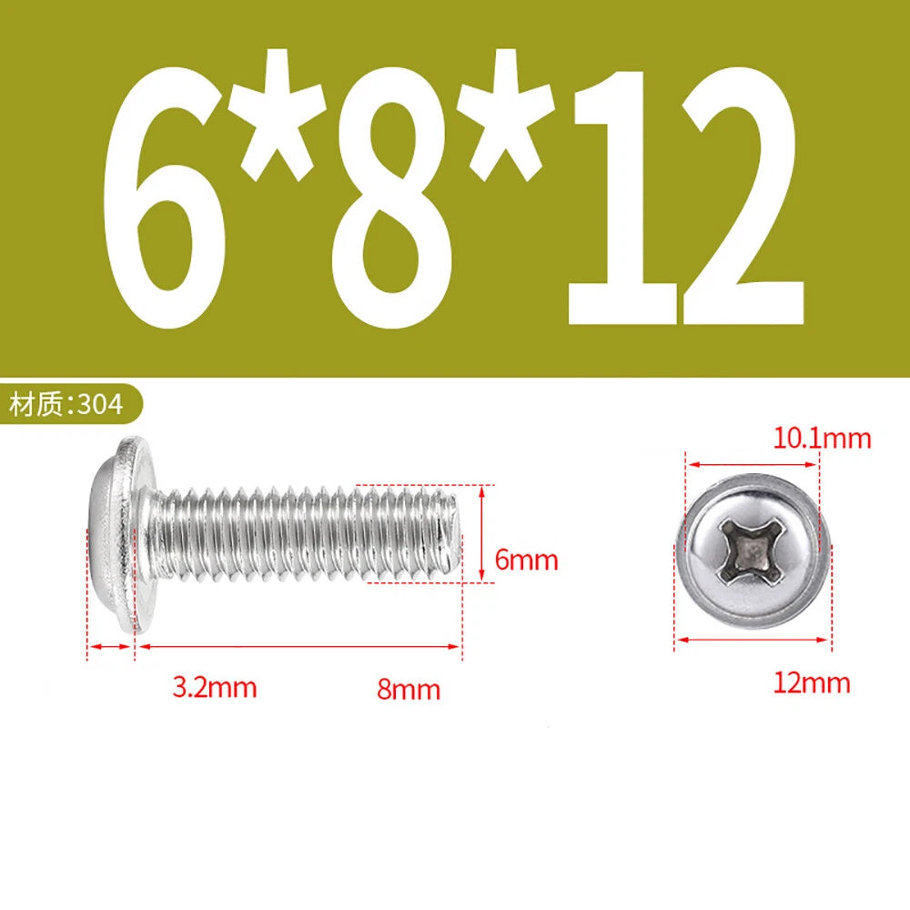 Phillips Flanged Button Head Screws M1.4–M6 | 304 Stainless Steel