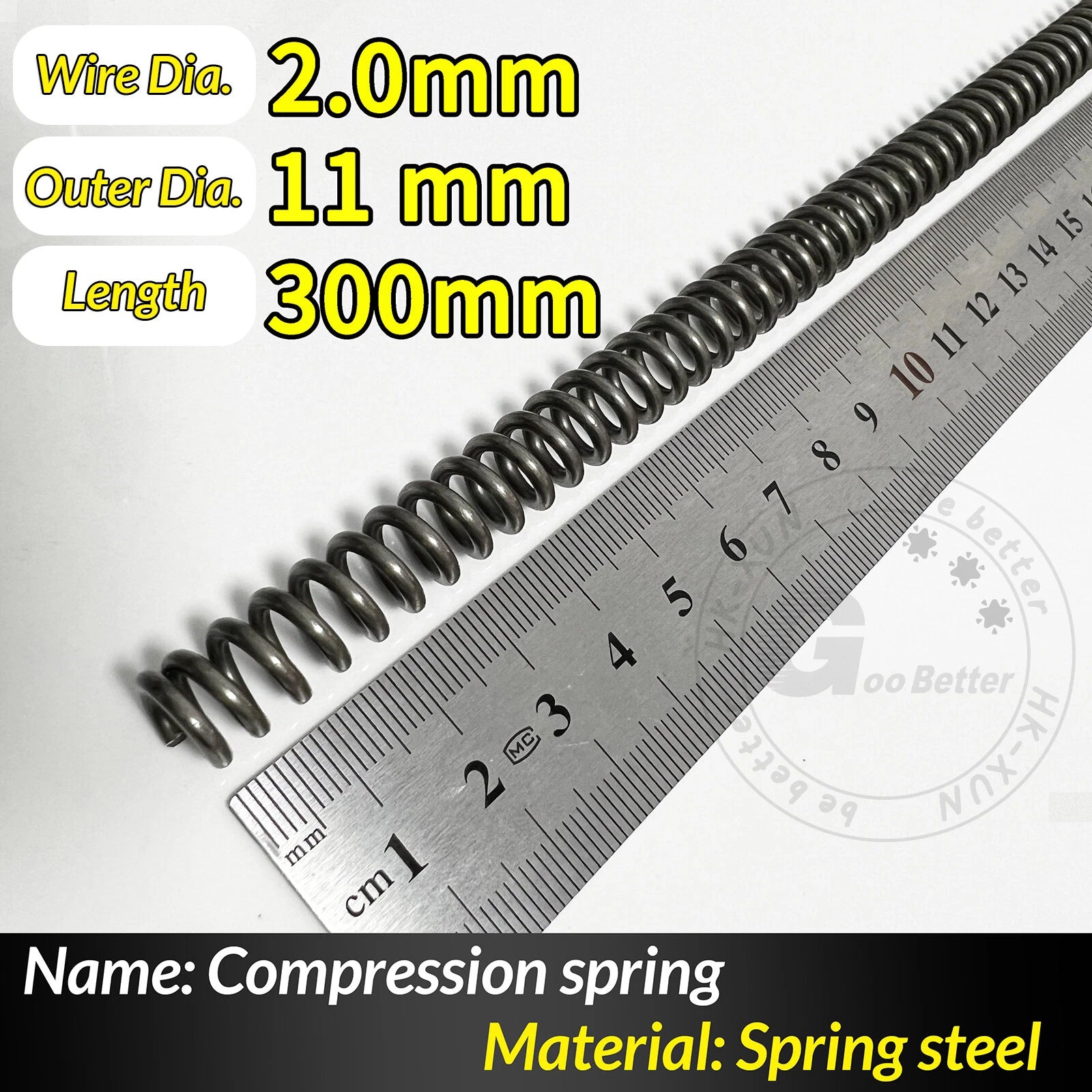 Compression Spring Pressure Springs, Wire Dia 2-3.5mm, OD 10-60mm, Length 300mm