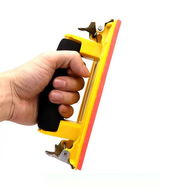 Hand Sandpaper Holder Clamp Block with Sponge Handle — 9cm x 18.5cm Sanding Pad for Wood Metal Drywall