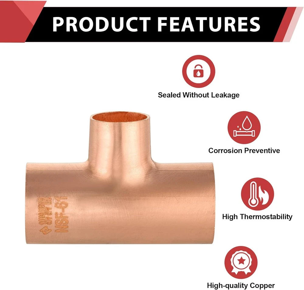 End Feed Reducing Tee Copper Pipe Fittings — WRAS Approved | 8mm to 108mm