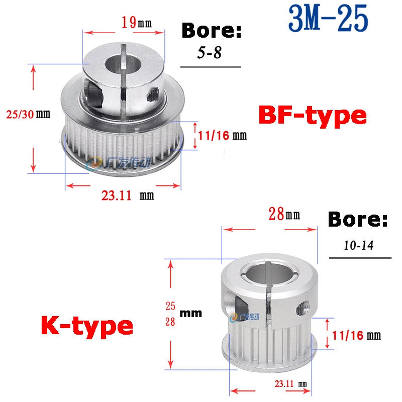 3M Timing Belt Tooth 20T-40T Synchronous Drive Pulley Width 11/16mm Bore 5-15mm